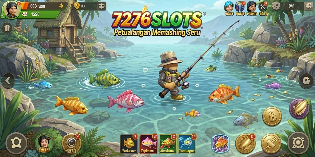 Screenshot utama 7276SLOTS menampilkan gameplay memancing yang seru dan menegangkan.