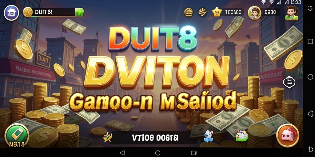 Screenshot gameplay DUIT8 menunjukkan pembangunan bisnis yang kreatif.