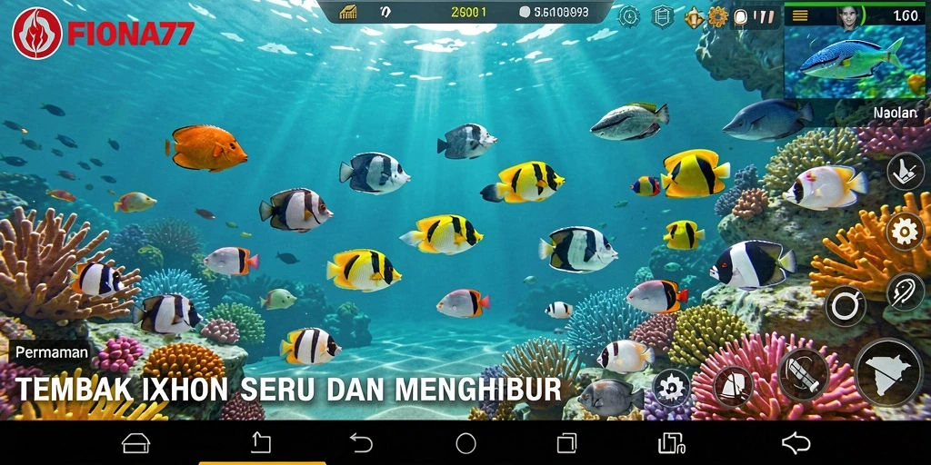 Tampilan gameplay seru dalam FIONA77 menangkap ikan dengan efektif.