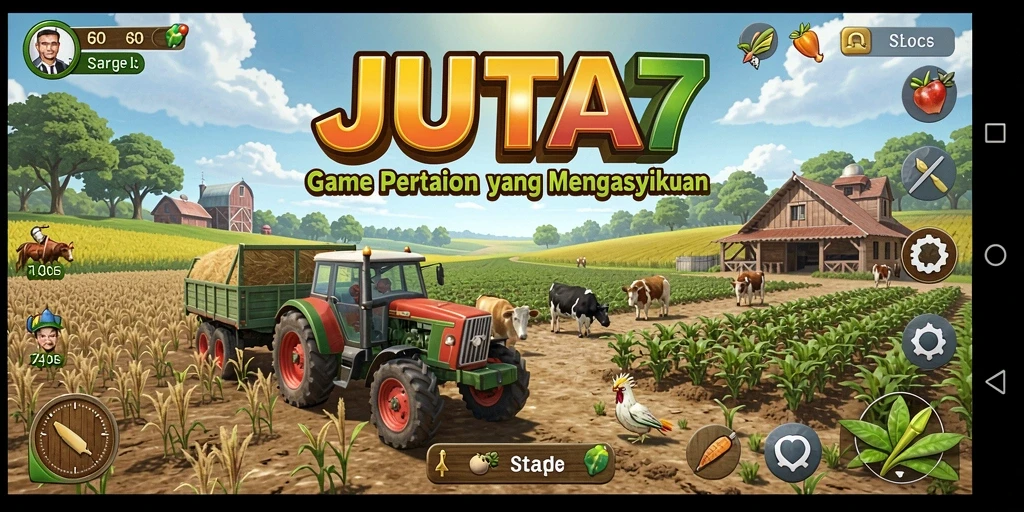 Gameplay JUTA7 yang menampilkan aktivitas bertani yang seru.