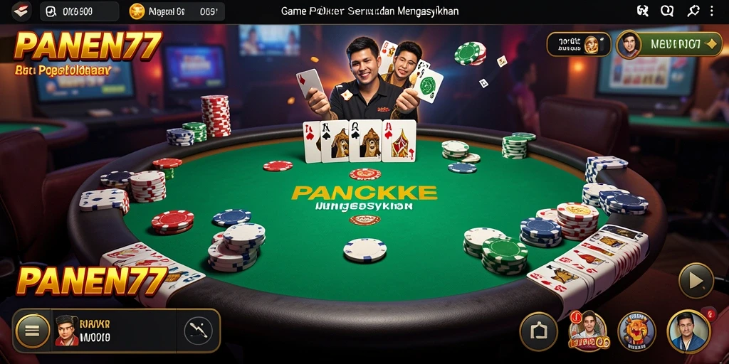 Screenshot PANEN77 menampilkan gameplay Poker yang seru dan mendebarkan.
