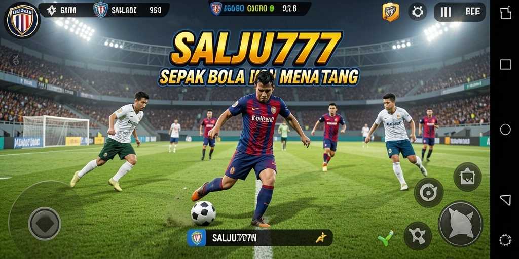 Tampilan gameplay menarik dari game SALJU777 dengan aksi sepak bola intens.